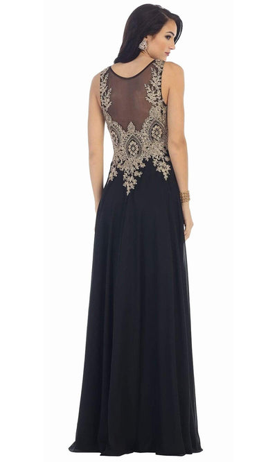 May Queen - Illusion Ornate Lace Prom Gown MQ1432 CCSALE 16 / Black