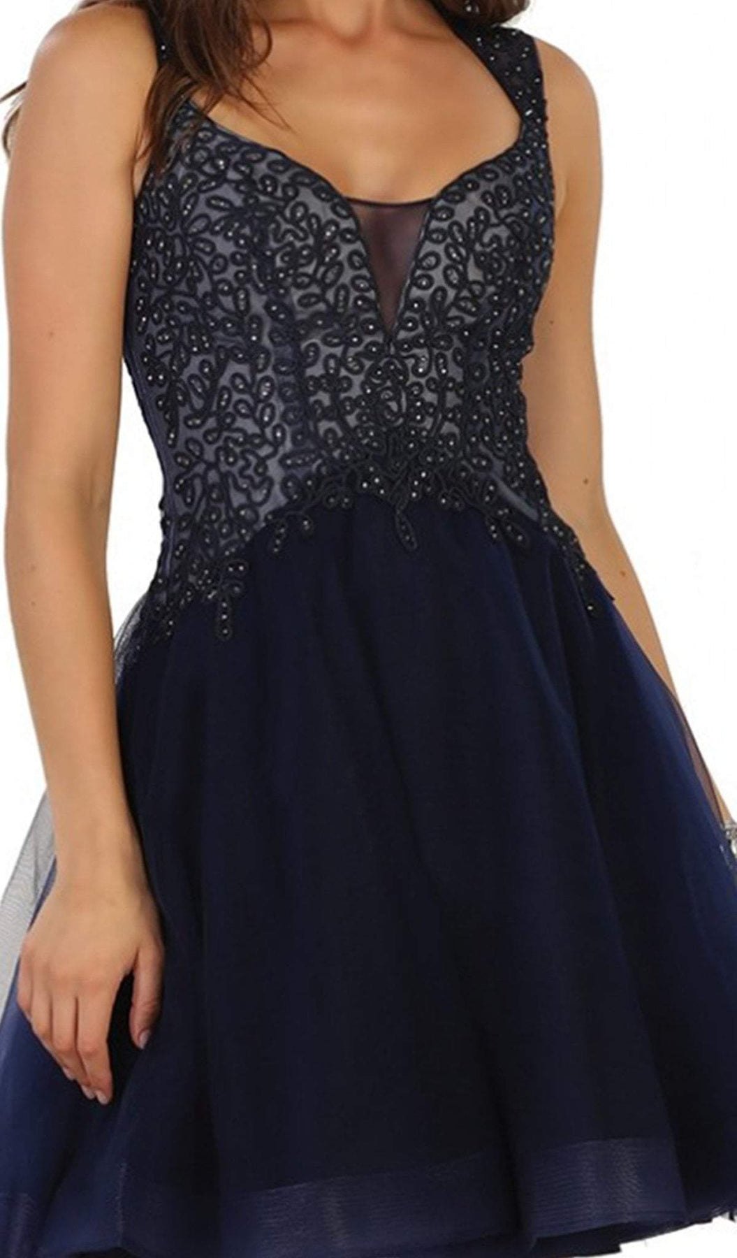 May Queen - MQ1532 Jeweled A-line Cocktail Dress