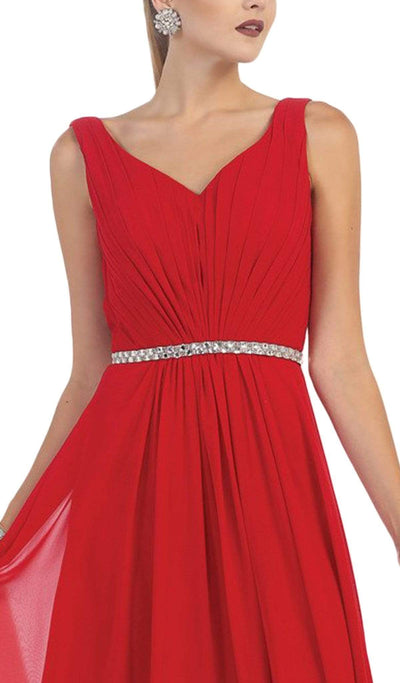 May Queen - Jeweled V-Neck Chiffon A-Line Evening Dress Special Occasion Dress