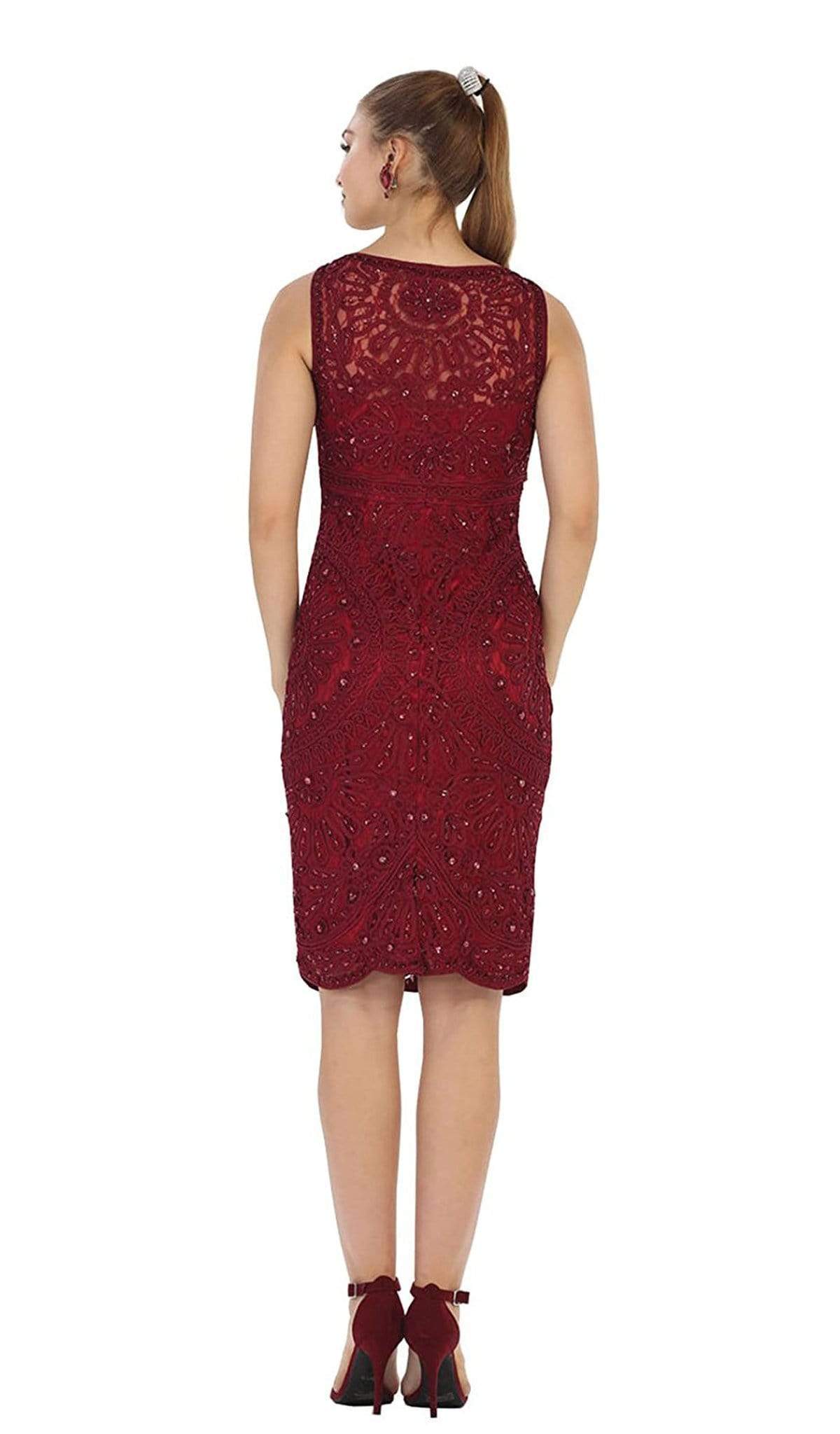 May Queen - Knee Length Embroidered V-Neck Cocktail Dress Special Occasion Dress