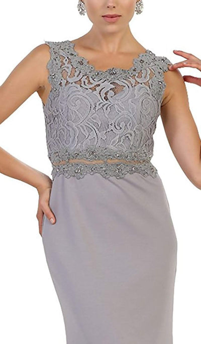 May Queen - Lace Bodice Illusion Paneled Sheath Evening Gown Special Occasion Dress