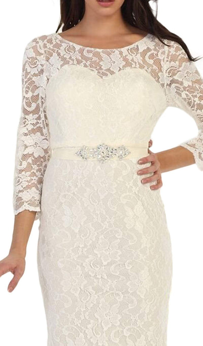 May Queen - Lace Illusion Bateau Sheath Mother of the Bride Dress Special Occasion Dress