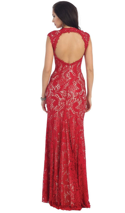 May Queen - Lace Illusion Sheath Evening Dress Special Occasion Dress