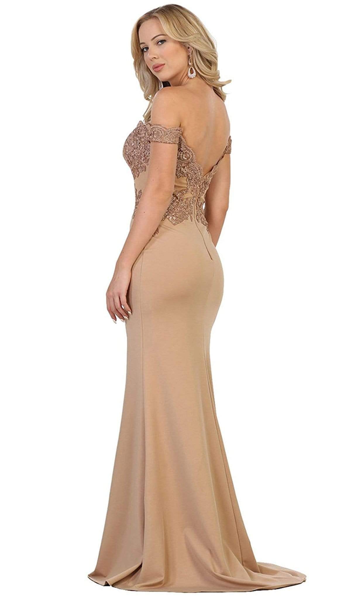 May Queen - Lace Off-Shoulder Sheath Dress Evening Dresses