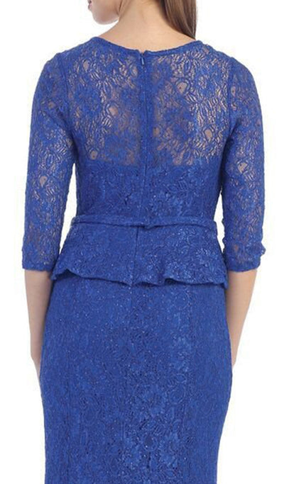 May Queen - Laced Illusion Bateau Peplum Evening Dress Special Occasion Dress