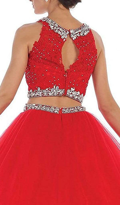 May Queen - LK-81 Two Piece Beaded Embellished Ballgown - 1 Pc Red in Size 4 Available CCSALE 4 / Red