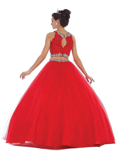 May Queen - LK-81 Two Piece Beaded Embellished Ballgown - 1 Pc Red in Size 4 Available CCSALE 4 / Red