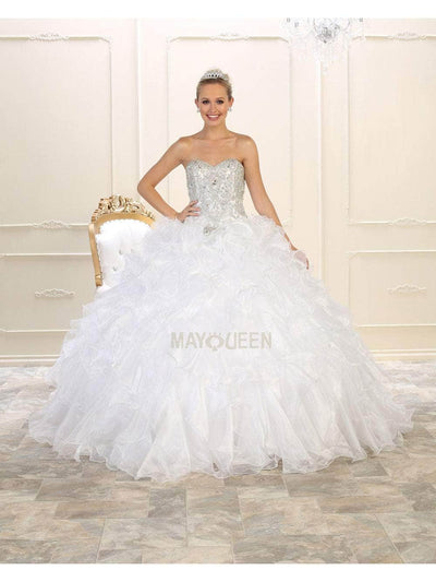 May Queen LK102 - Strapless Frilled Tulle Ballgown Special Occasion Dress