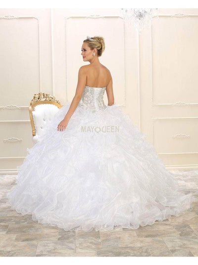 May Queen LK102 - Strapless Frilled Tulle Ballgown Special Occasion Dress