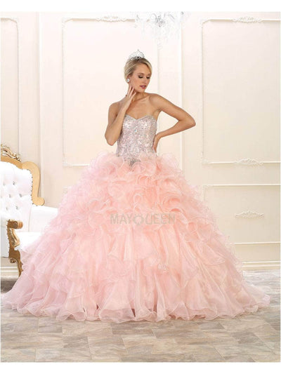 May Queen LK102 - Strapless Frilled Tulle Ballgown Special Occasion Dress