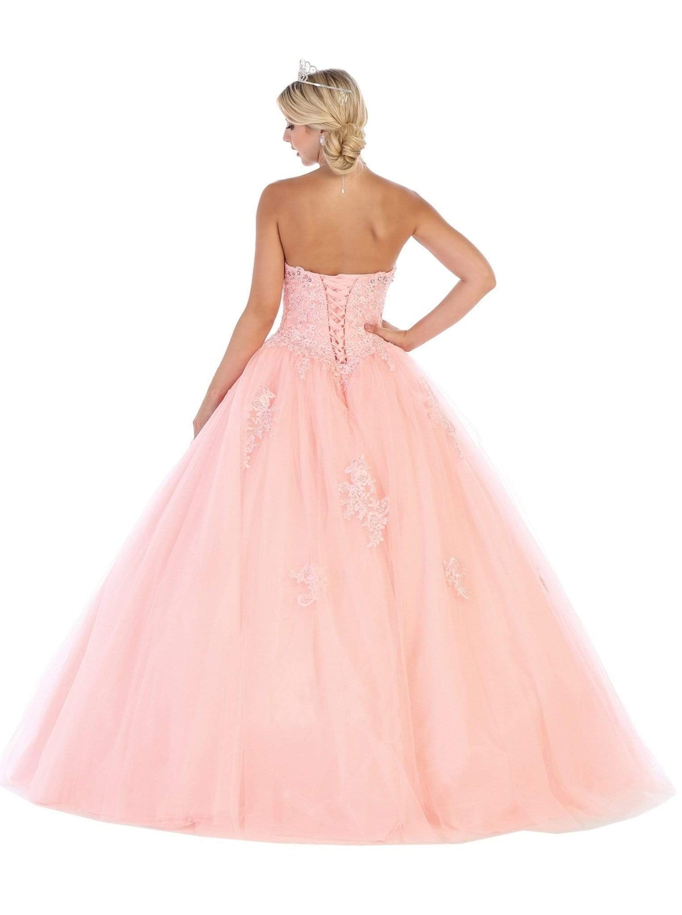 May Queen - LK107 Strapless Scalloped Corset Appliqued Ballgown Special Occasion Dress