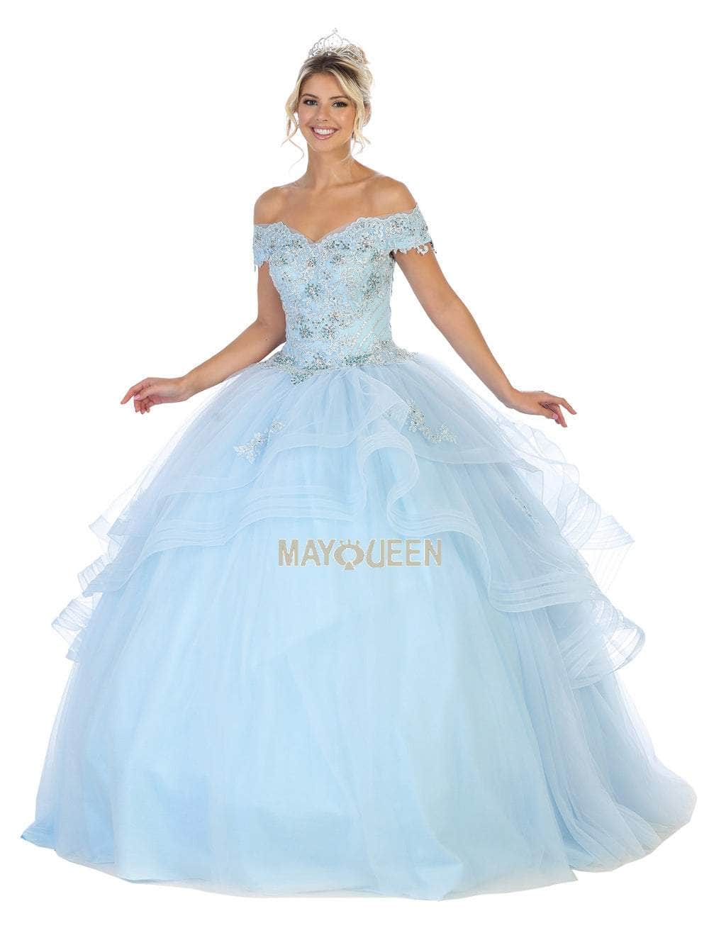 May Queen LK110 - Fitted Embellished Bodice Ballgown Special Occasion Dress
