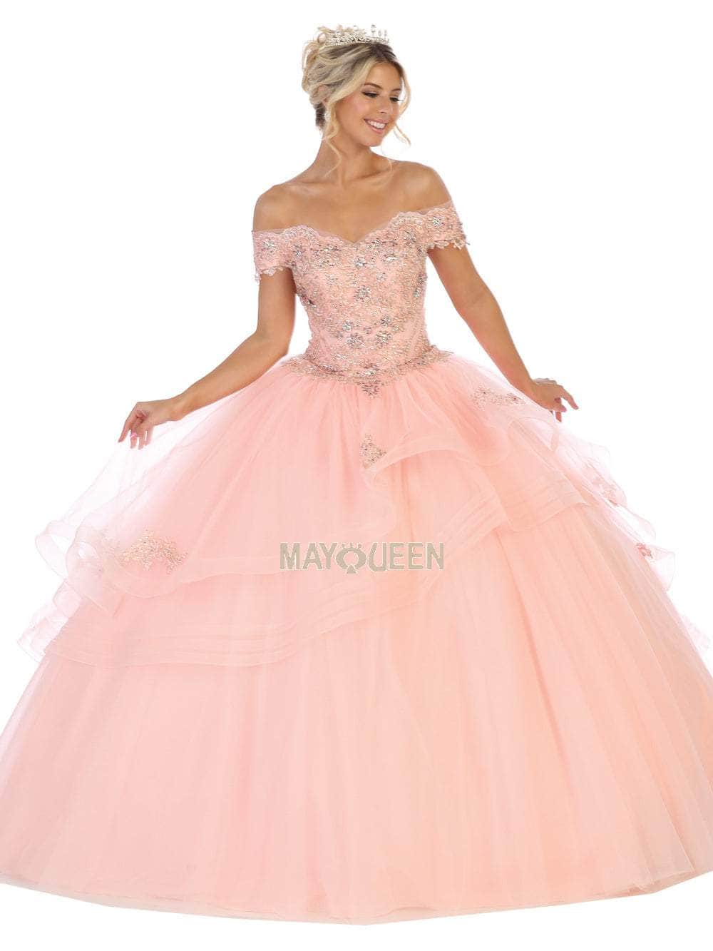 May Queen LK110 - Fitted Embellished Bodice Ballgown Special Occasion Dress