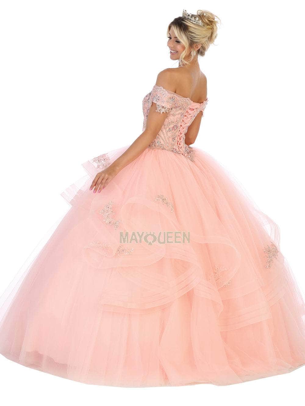 May Queen LK110 - Fitted Embellished Bodice Ballgown Special Occasion Dress