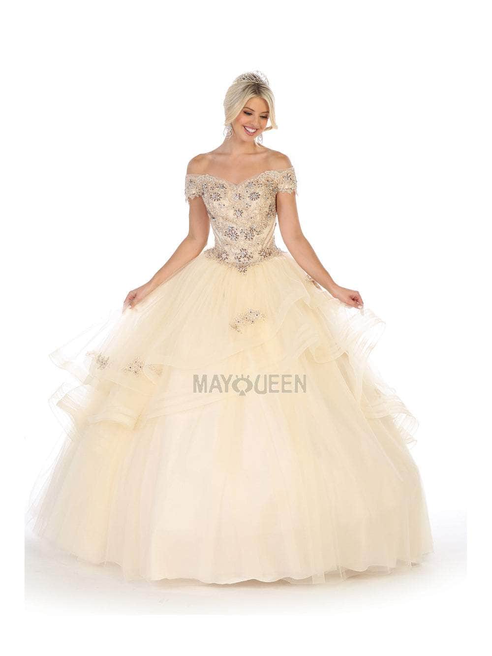 May Queen LK110 - Fitted Embellished Bodice Ballgown Special Occasion Dress