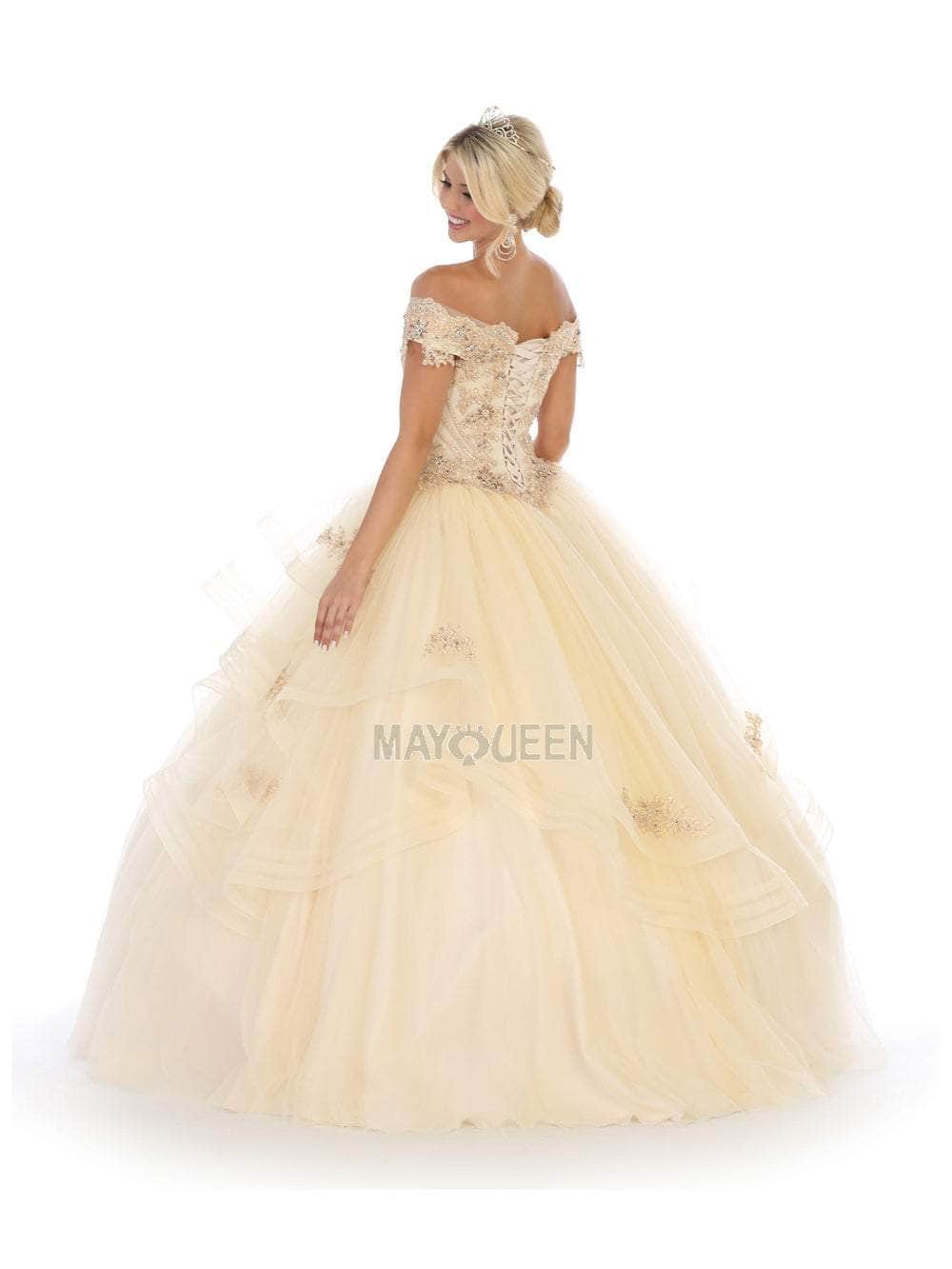 May Queen LK110 - Fitted Embellished Bodice Ballgown Special Occasion Dress