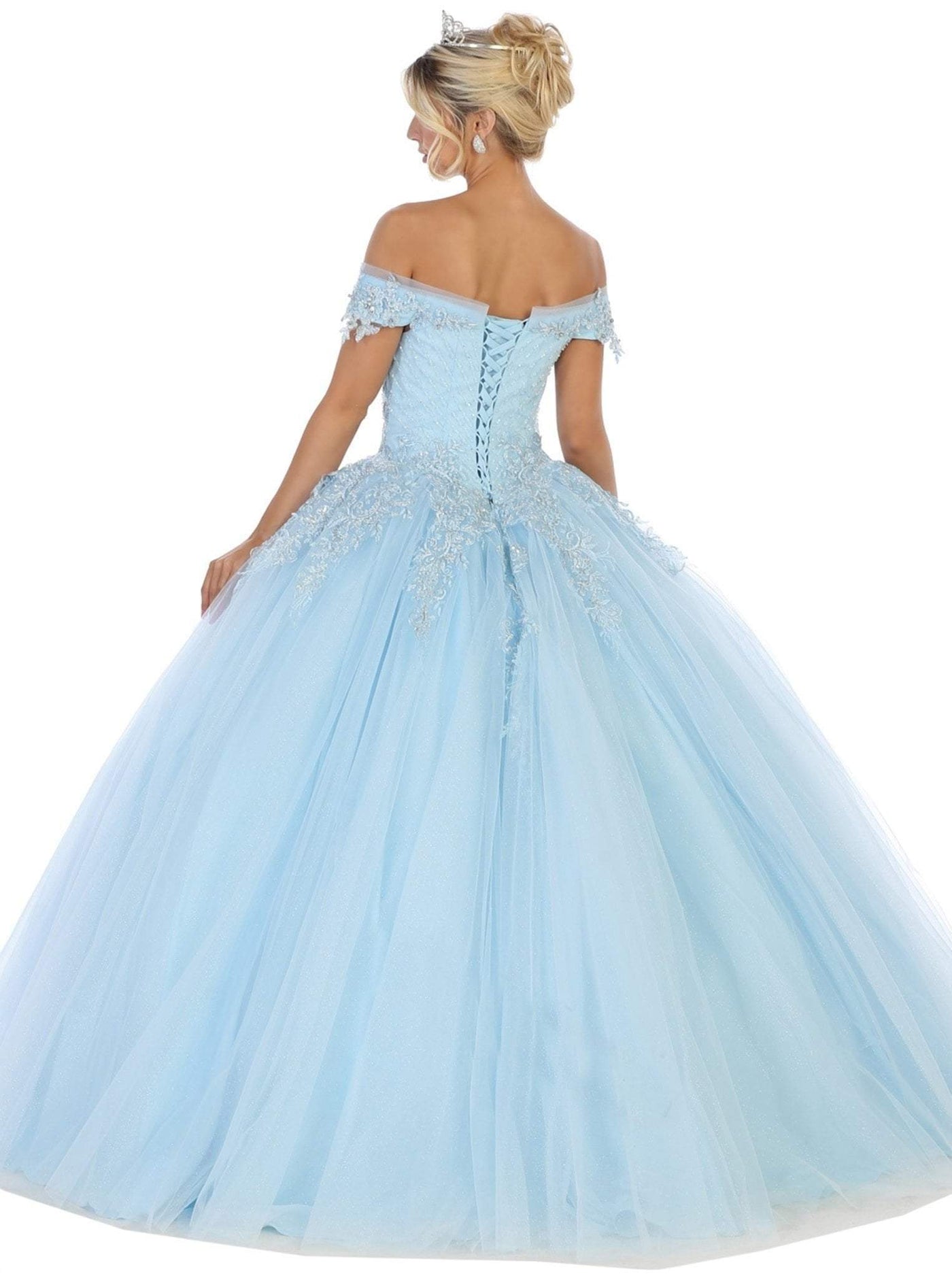 May Queen - LK119 Off Shoulder Trailing Florals Ballgown Quinceanera Dresses