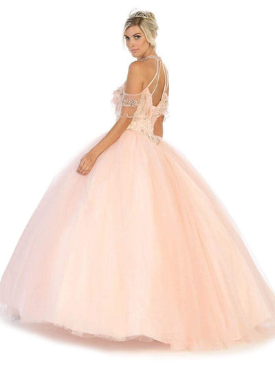 May Queen - LK121 Halter Neck Cold Shoulder Embellished Ballgown Quinceanera Dresses