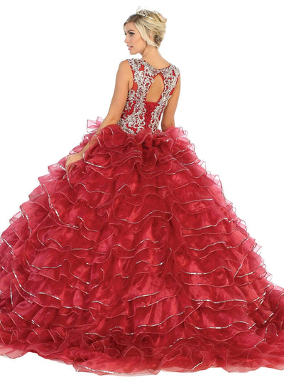 May Queen - LK125 Embellished Scoop Tiered Quinceanera Special Occasion Dress