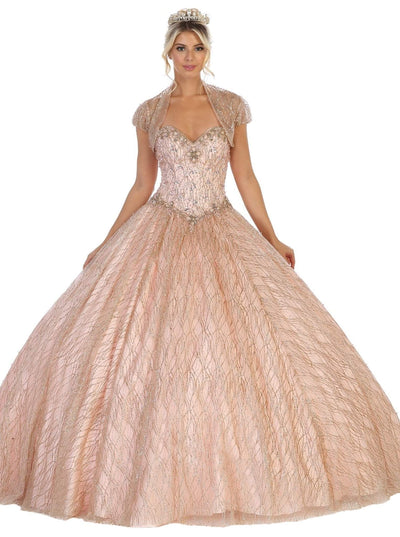 May Queen - LK126 Sequined Strapless Sweetheart Ballgown Quinceanera Dresses 2 / Rosegold