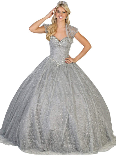 May Queen - LK126 Sequined Strapless Sweetheart Ballgown Quinceanera Dresses 2 / Silver/Silver