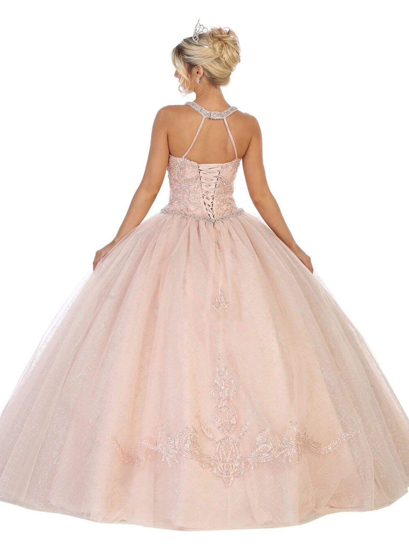 May Queen - LK128 Embellished Halter Basque Quinceanera Special Occasion Dress