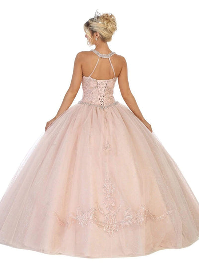 May Queen - LK128 Embellished Halter Basque Quinceanera Special Occasion Dress