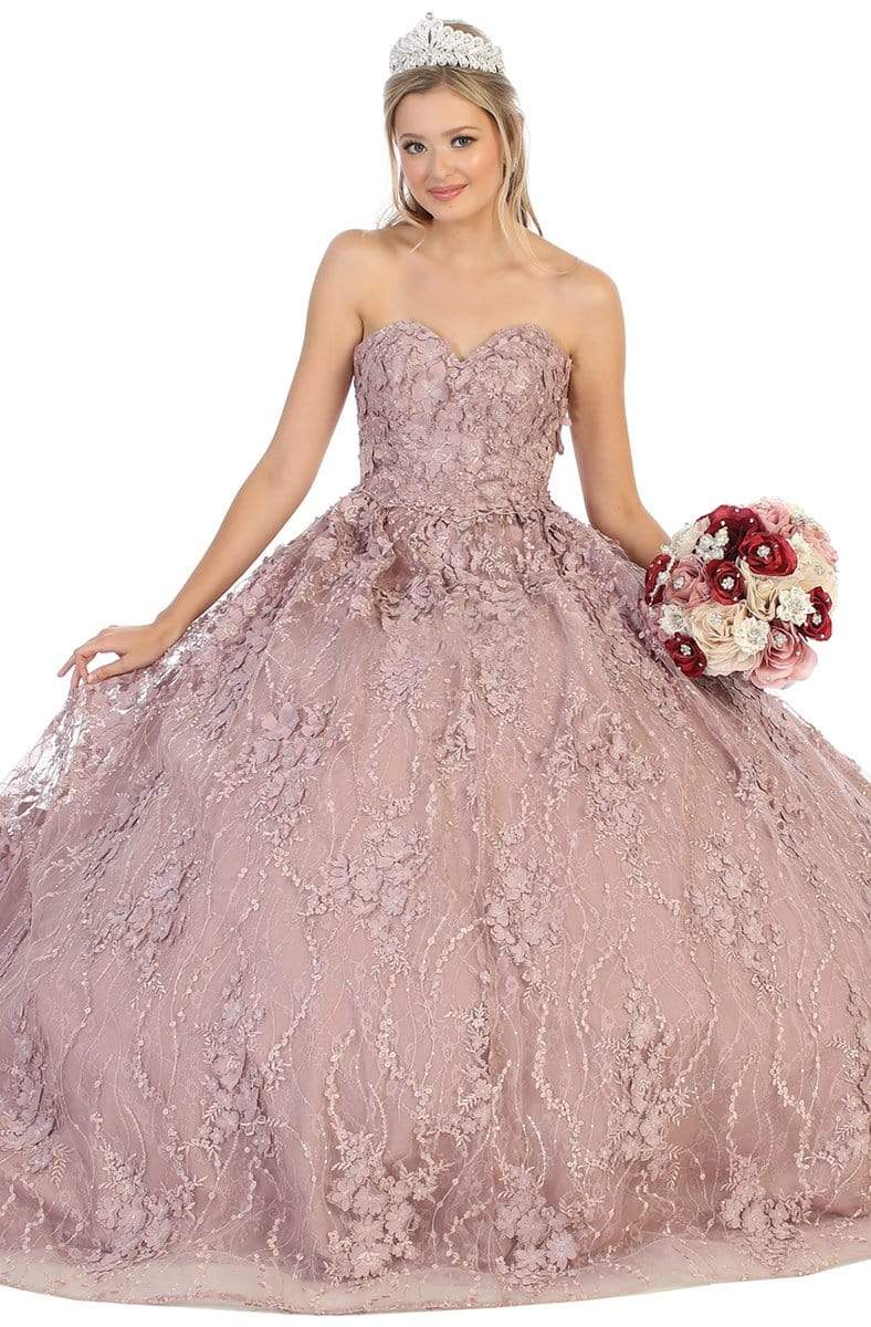 May Queen - LK140 Floral Applique Sweetheart Ballgown Quinceanera Dresses 4 / Mauve
