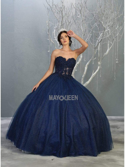 May Queen - LK141 Strapless Sweetheart Corset Bodice Ballgown Quinceanera Dresses 4 / Navy