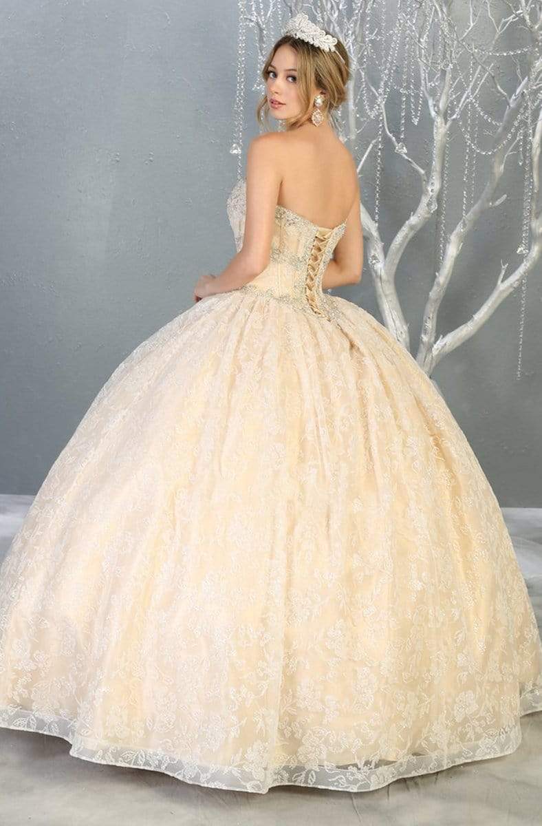 May Queen - LK144 Embellished Sweetheart Ballgown Quinceanera Dresses 4 / Ivory/Nude