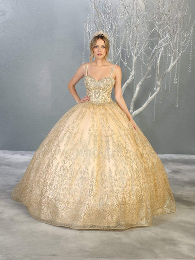 May Queen - LK145 Glitter Embellished Sweetheart Ballgown Quinceanera Dresses 4 / Champagne
