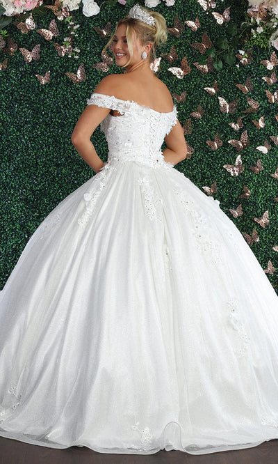 May Queen LK154 - Floral Applique Ballgown Special Occasion Dress