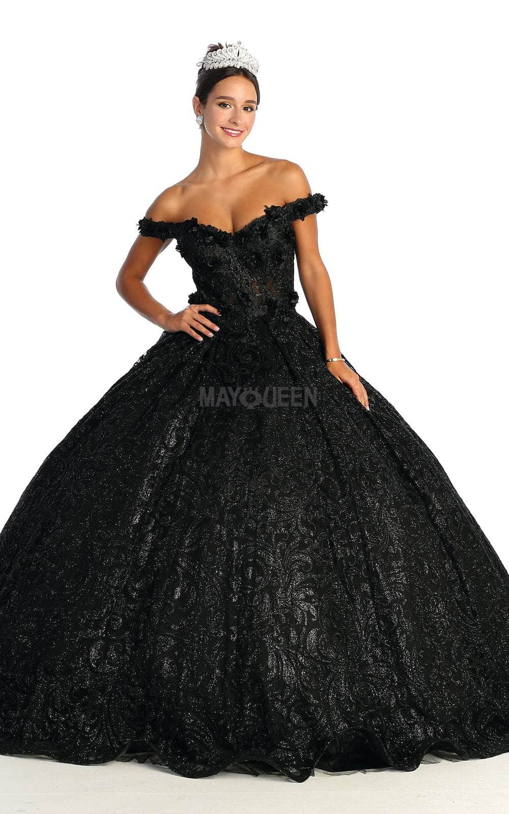 May Queen LK169 - Shimmering Off Shoulder A-Line Gown Special Occasion Dress