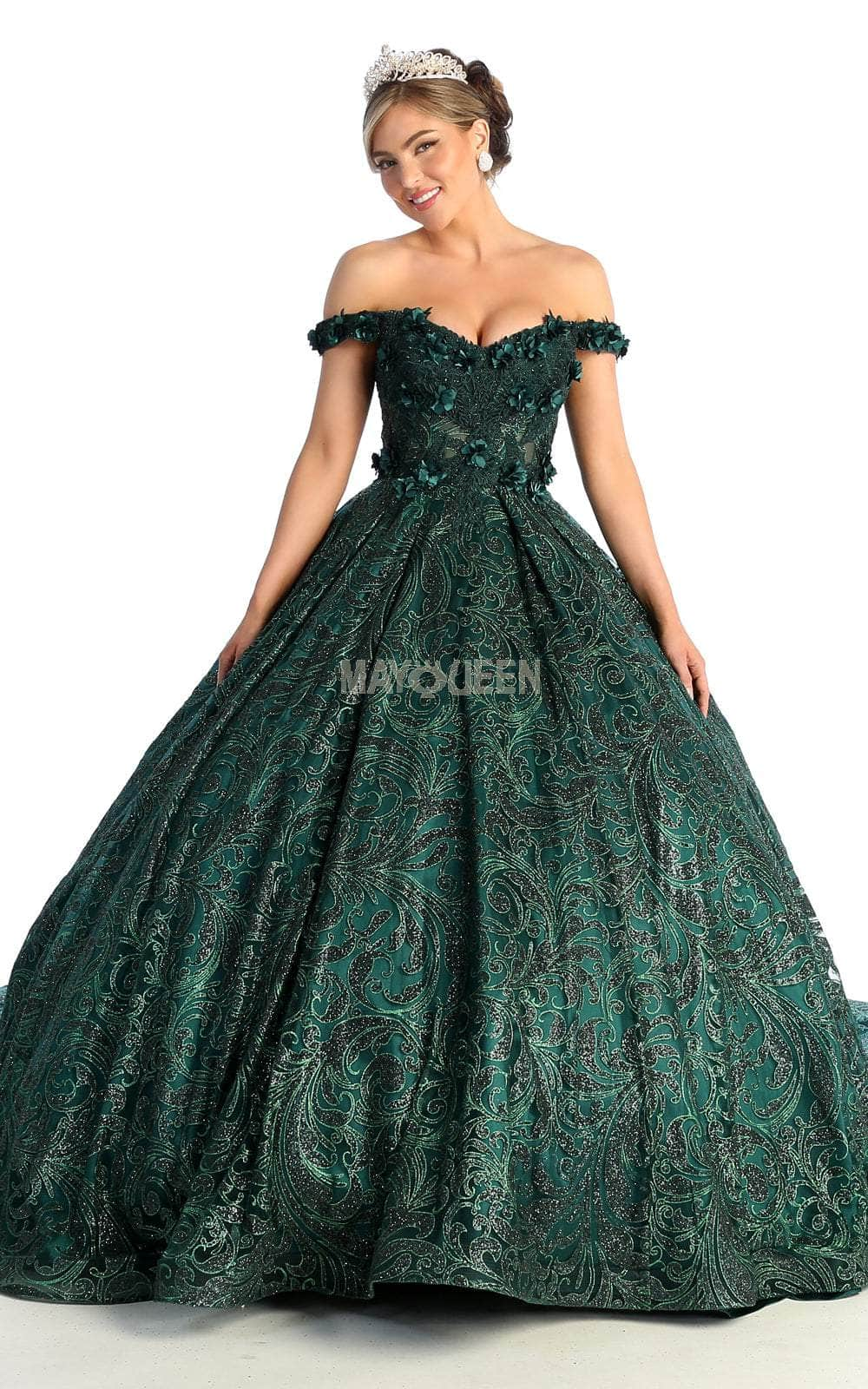 May Queen LK169 - Shimmering Off Shoulder A-Line Gown Special Occasion Dress