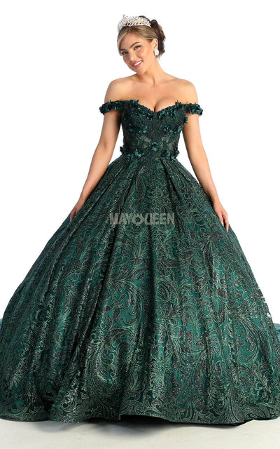 May Queen LK169 - Shimmering Off Shoulder A-Line Gown Special Occasion Dress