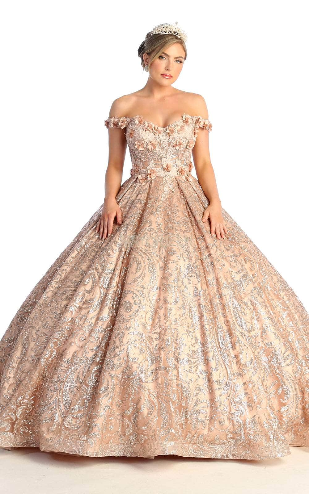 May Queen LK169 - Shimmering Off Shoulder A-Line Gown Special Occasion Dress