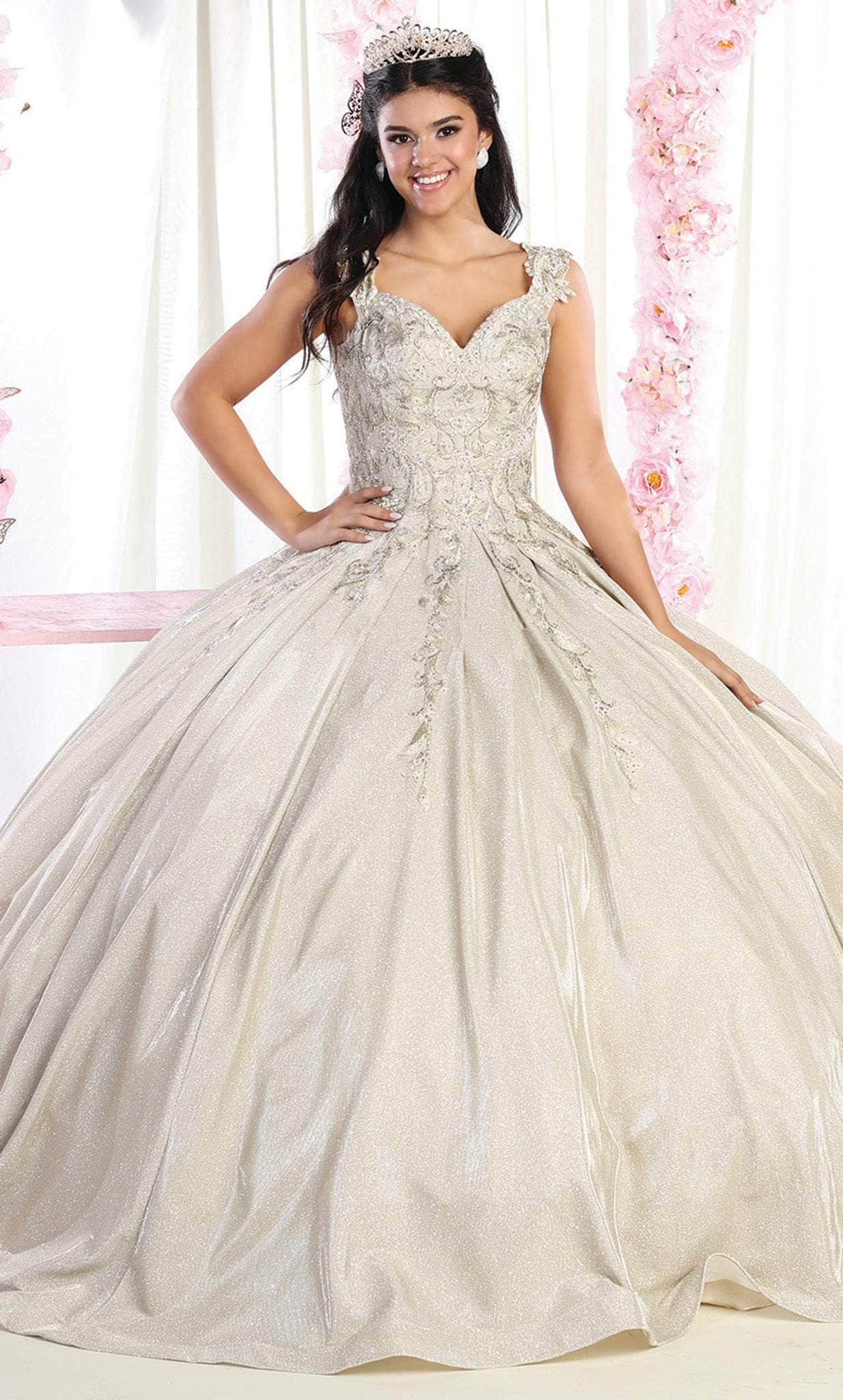 May Queen LK178 - Lace Detailed Quinceanera Ballgown Quinceanera Dresses 4 / Champagne