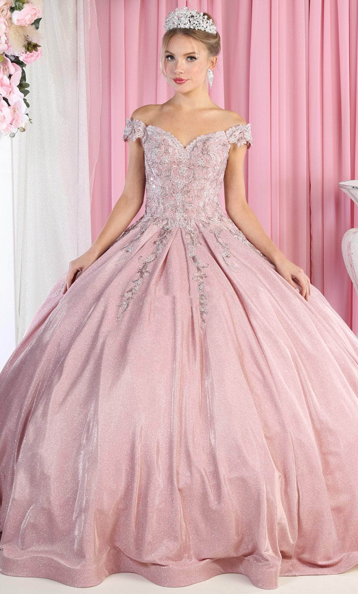 May Queen LK178 - Lace Detailed Quinceanera Ballgown Quinceanera Dresses 4 / Dusty Rose