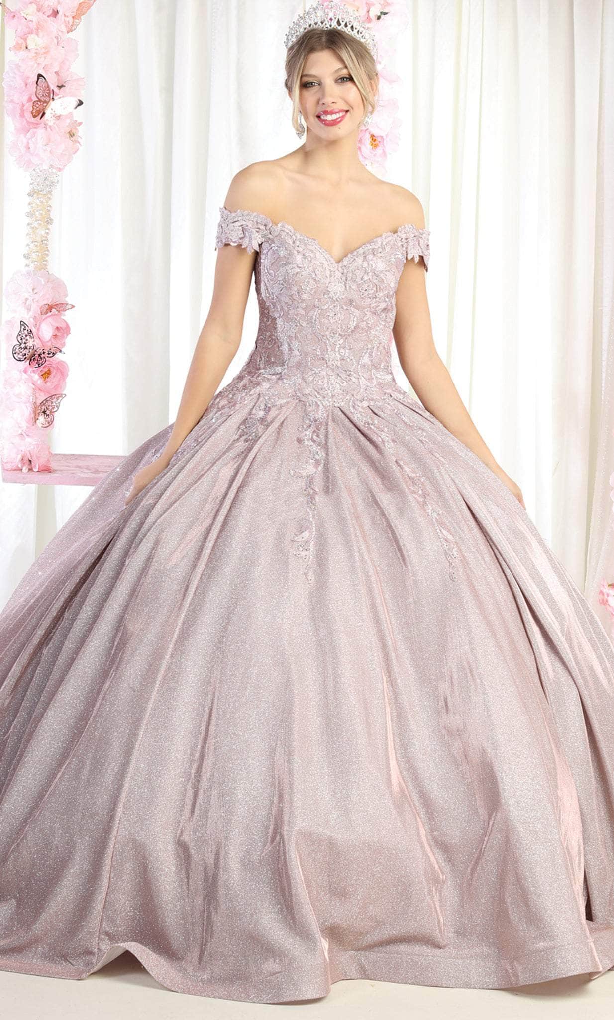 May Queen LK178 - Lace Detailed Quinceanera Ballgown Quinceanera Dresses 4 / Rose Gold