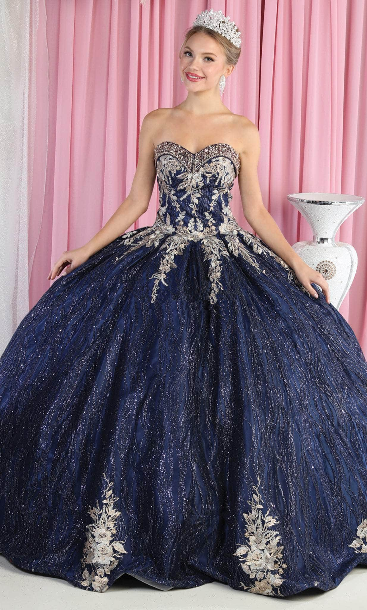 May Queen LK179 - Embroidered Quinceanera Ballgown Ball Gowns