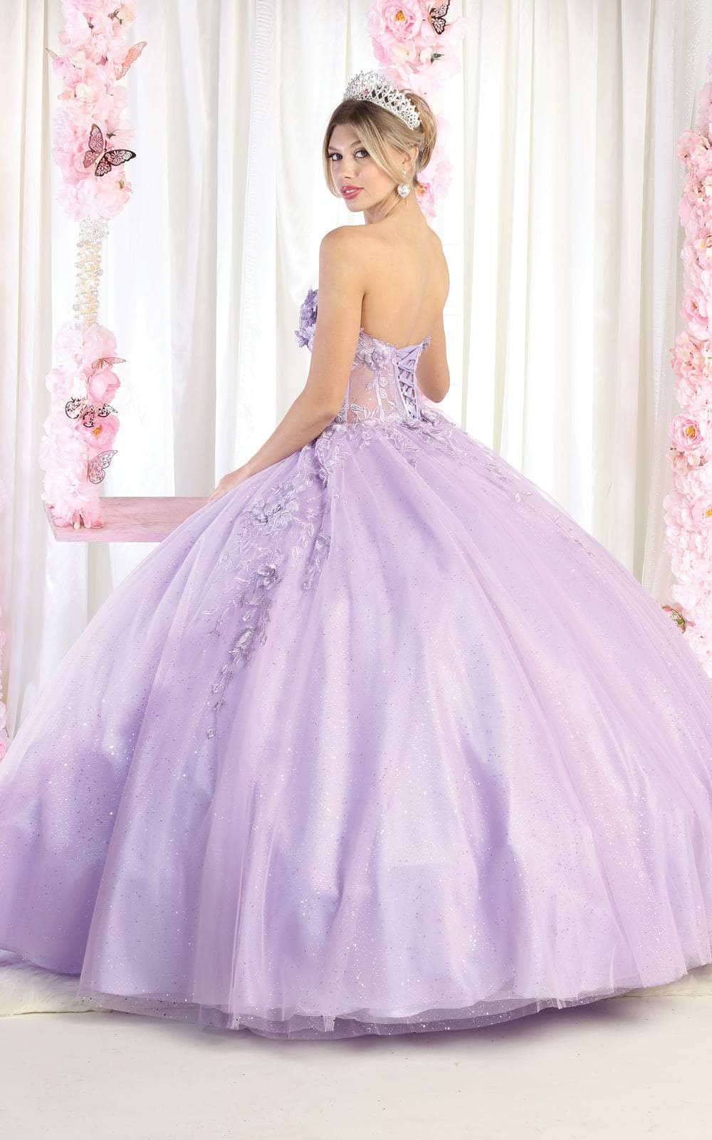 May Queen LK188 - Strapless 3D Floral Embroidered Ballgown Special Occasion Dress