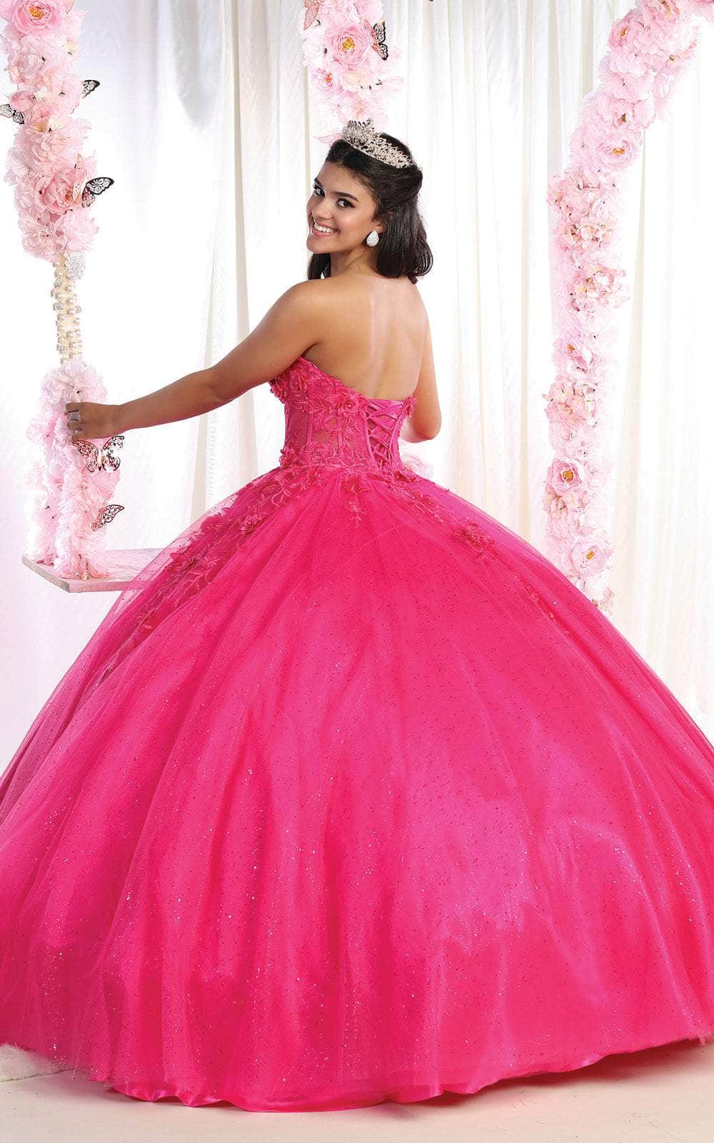 May Queen LK188 - Strapless 3D Floral Embroidered Ballgown Special Occasion Dress
