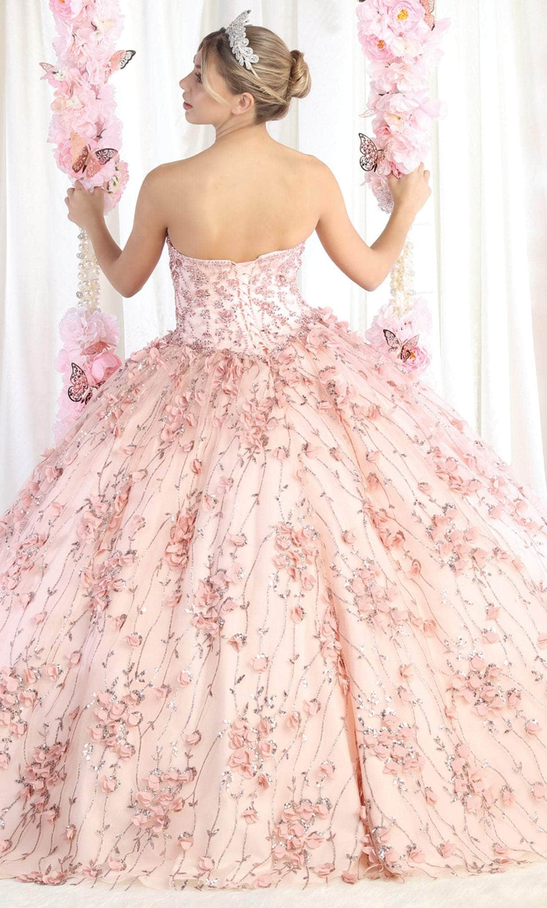 May Queen LK179 Corset Back Strapless Quinceanera Ball Gown