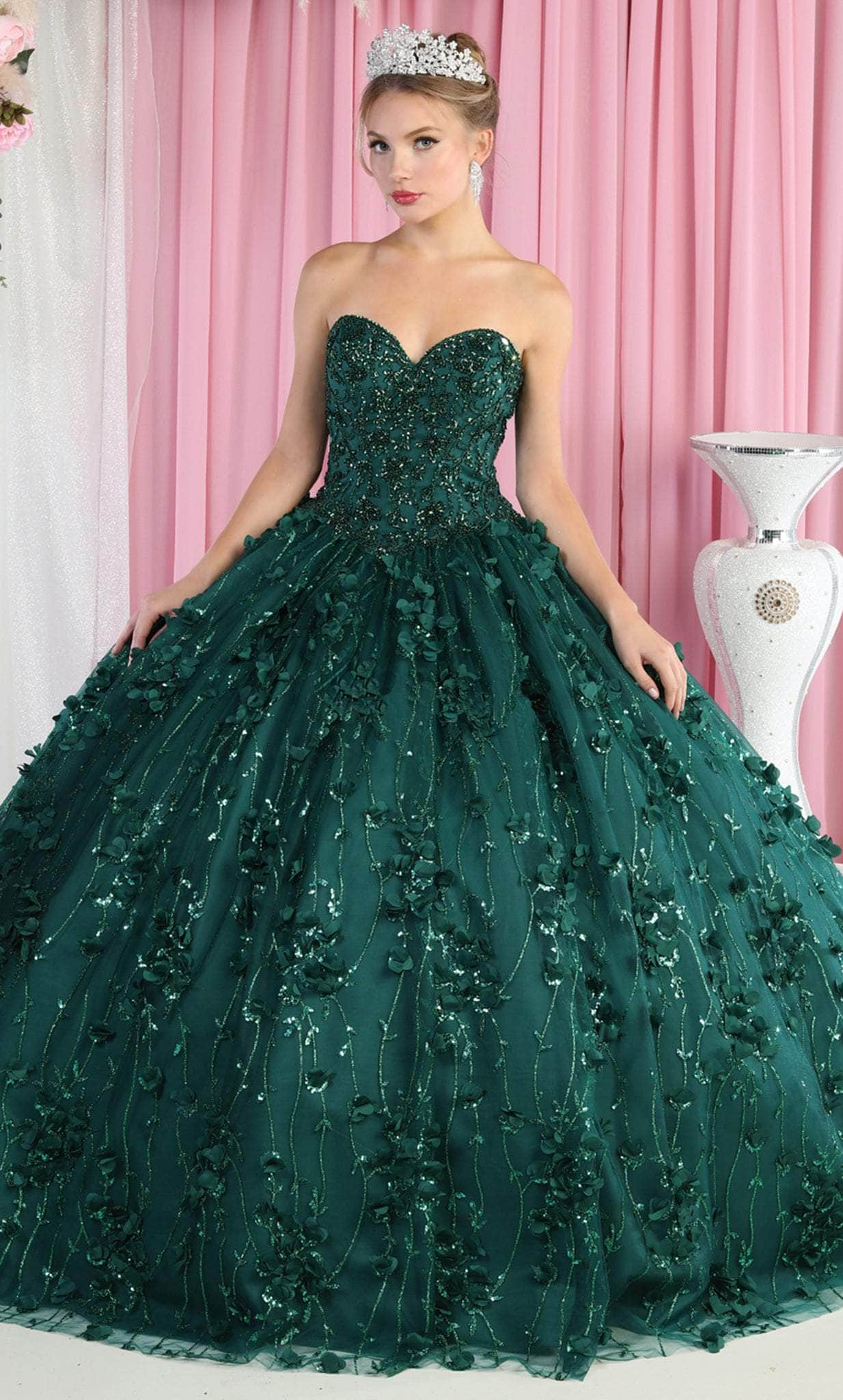 May Queen LK190 - Strapless Quinceanera Ballgown Ball Gowns 4 / Hunter Green