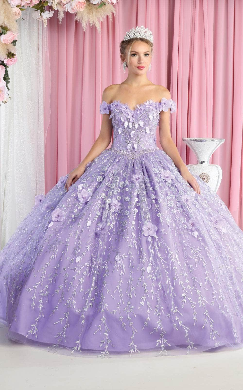 May Queen LK192 - Off Shoulder Floral Quinceanera Gown Special Occasion Dress