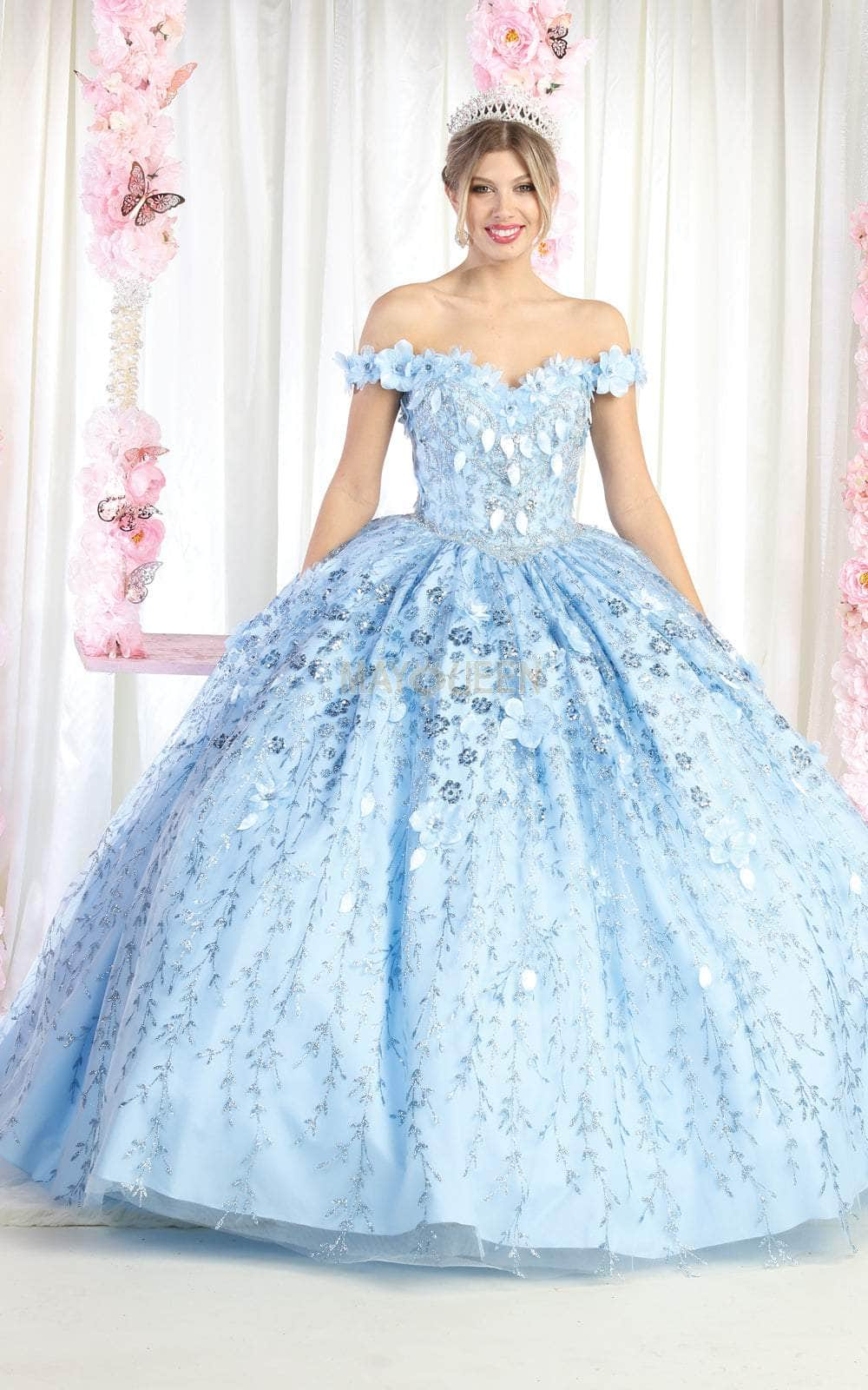 May Queen LK192 - Off Shoulder Floral Quinceanera Gown Special Occasion Dress