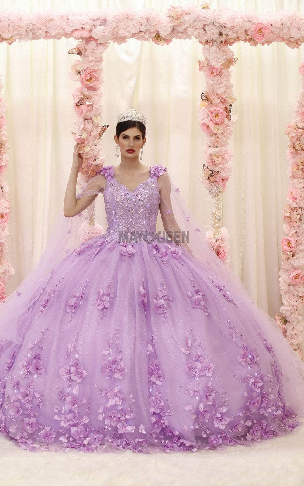 May Queen LK199 - Floral-Detailed Quinceanera Gown Special Occasion Dress