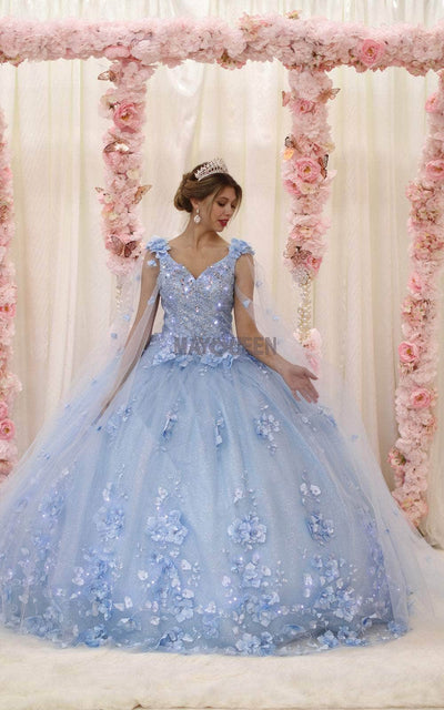 May Queen LK199 - Floral-Detailed Quinceanera Gown Special Occasion Dress