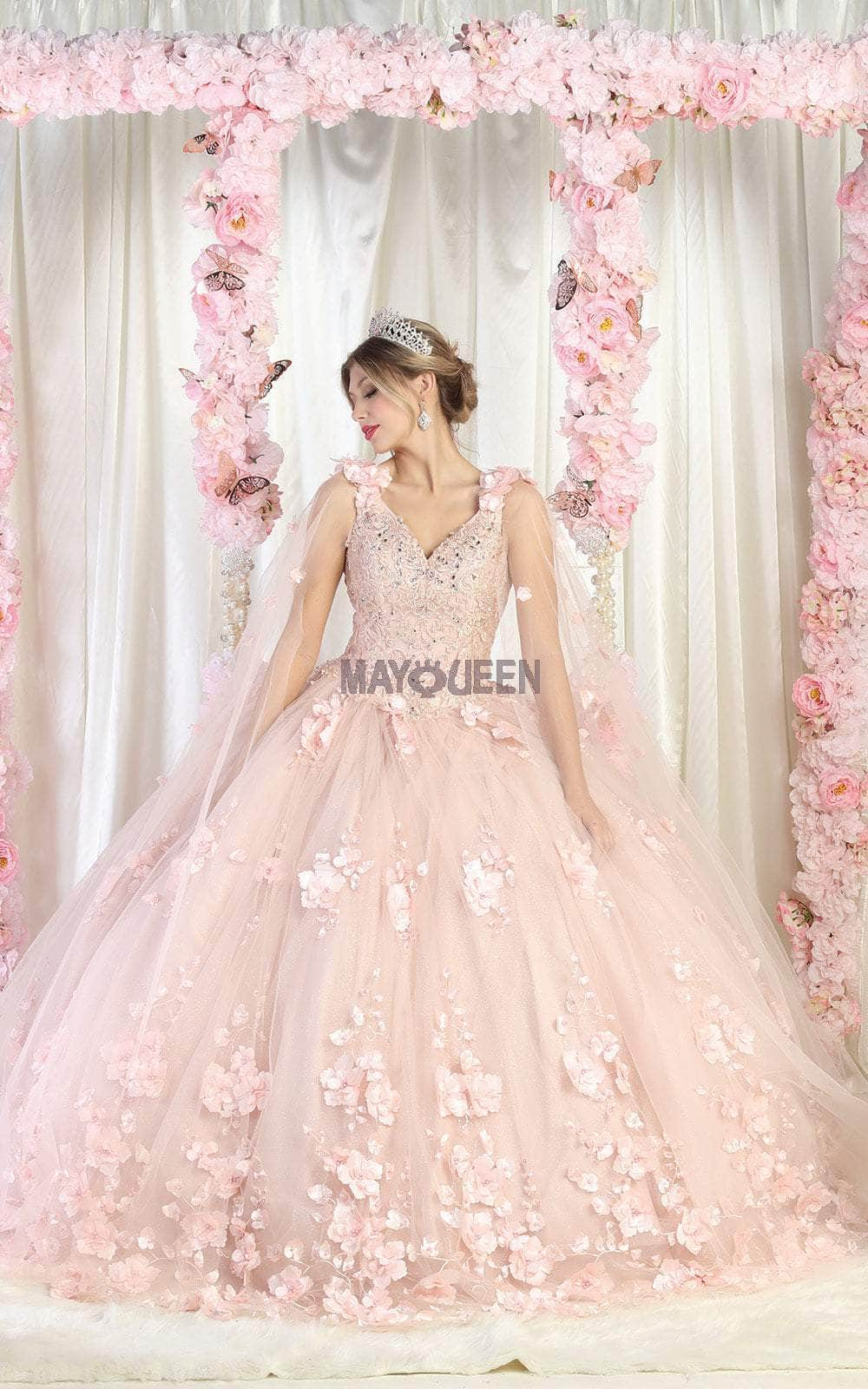 May Queen LK199 - Floral-Detailed Quinceanera Gown Special Occasion Dress