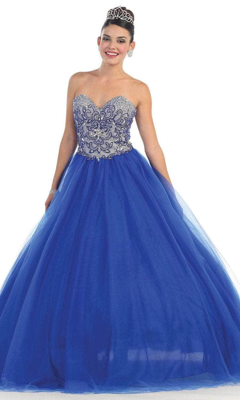 May Queen LK38 - Beaded Strapless Prom Ballgown Ball Gowns